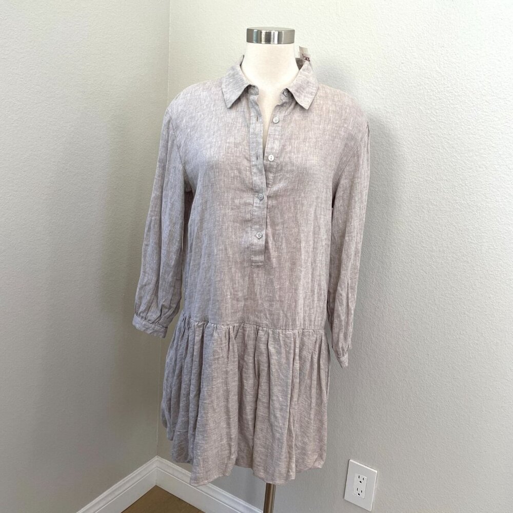 NEW Cynthia‎ Rowley Womens Small Linen Blend Tunic Dress Drop Waist Bubble Hem